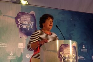 PES Women President Zita Gurmai addresses YES Summer Camp in Santa Cruz,  Portugal