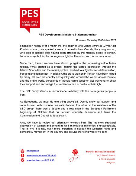 PES Development Ministers Statement on Iran