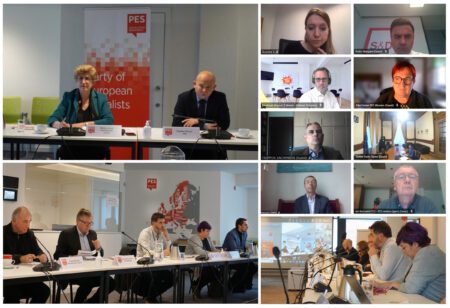 Members of the PES FEN participated in the hybrid meeting both in person from the PES headquarters in Brussels and online across Europe