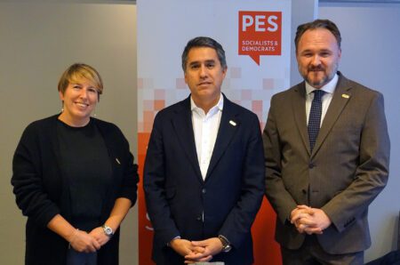 Pictured from left: Caroline Gennez, Belgium's Minister for Development Cooperation, Francisco André, Chair of the PES ministerial network and Portugal's Secretary of State for Foreign Affairs and Cooperation, and Dan Jørgensen, Denmark's Minister for Development Cooperation.