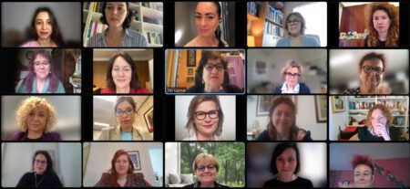 Members of the PES Women Executive meeting today by videoconference
