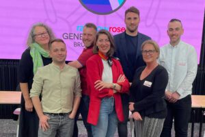 Pictured front row, left to right: Vice President Sebastian Pay, President Dajana Bakić, and Board Member Jessica Ekerbring. Pictured second row, left to right: Treasurer Carola Ebhardt, Vice President Sam Van de Putte, Board Member Victor Gutierrez Santiago, and Secretary General Ian Dylan Thomas.