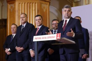 FIle photo: Marcel Ciolacu, leader of Partidul Social Democrat (PSD) and the new Prime Minister of Romania, speaking at a PSD event