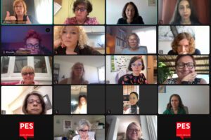 Members of the PES Women Executive meeting by videoconference