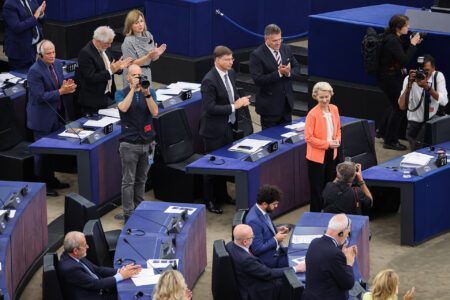 European Commission President Ursula von der Leyen at the plenary in Strasbourg after delivering the State of the Union Address 2023.