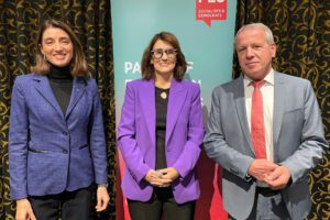 Pictured from left: Spain’s Minister for Justice Pilar Llop, Portugal’s Minister for Justice Catarina Sarmento e Castro, and Slovenia’s State Secretary for Justice Igor Šoltes