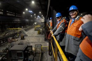 Nicolas Schmit in a steel factory