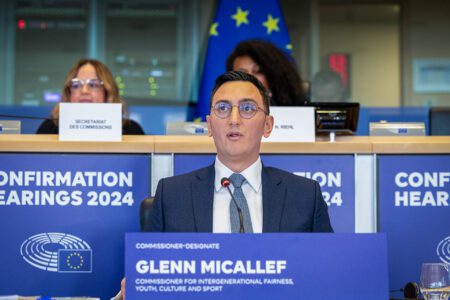 Commissioner-designate Glenn Micallef addressing the European Parliament hearing in Brussels, Belgium. Photo: European Union, 2024. Source: EC - Audiovisual Service.