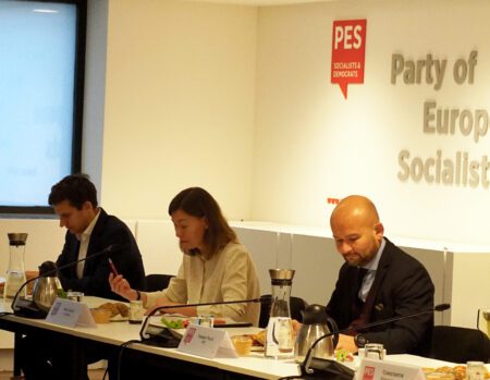 From left to right: Riina Sikkut, Meeting Chair, Minister for Health, Estonia; Yonnec Polet, PES Deputy Secretary General